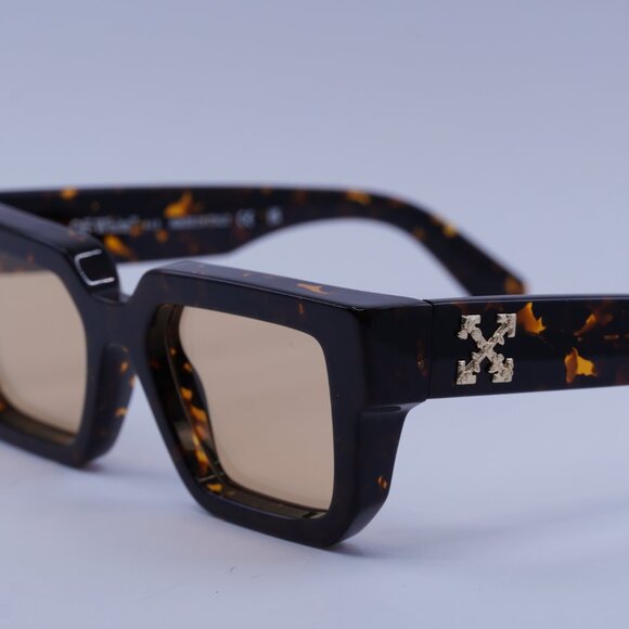 Off-White OERI146 SILVERSTONE 6062 Sunglasses Havana Square Frame, Camel Lenses - Picture 4 of 12
